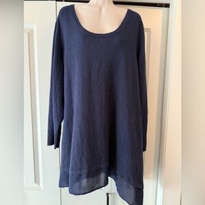 Apt 9 navy blue sparkle blouse top sweater 3X holiday event